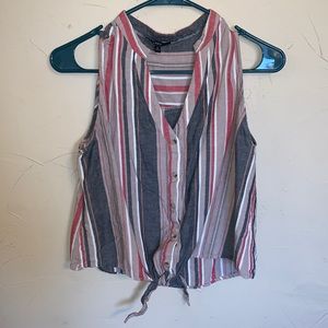 Crop button up tank top M